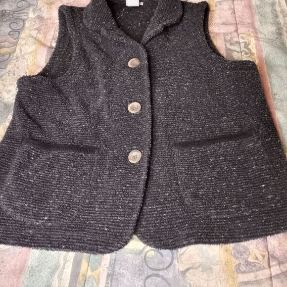 Nomadic Traders S Black CottonAcrylicPolyesterWool ButtonUp PocketsWomen's Vest. - Picture 1 of 7